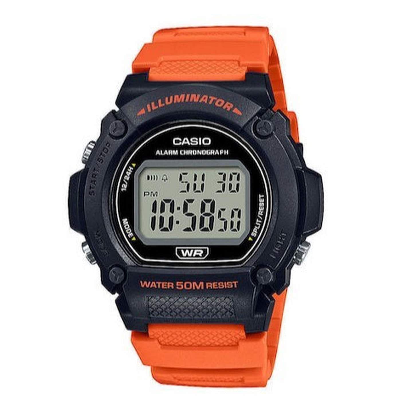 Casio Ρολόι Collection με Λουράκι σε Πορτοκαλί χρώμα W-219H-4AVEF