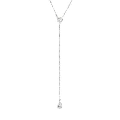 Κολιέ Happy Hearts ατσάλινο “Y” με λευκά ζιργκόν