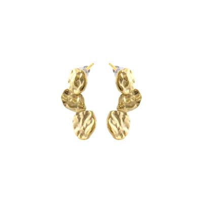 Σκουλαρίκια Links ατσάλινα επίχρυσα με σφυρήλατο στοιχείο