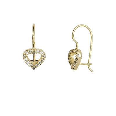 Παιδικά Κρεμαστά Σκουλαρίκια με "Καρδιά" 9 Καράτια