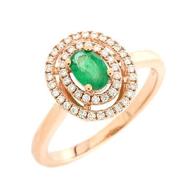 Δαχτυλίδι με Σμαράγδι και Διαμάντια 18 Καράτια