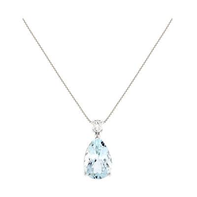 Λευκόχρυσο Κολιέ με Aquamarine (2.80ct) και Διαμάντι (br 0.10ct) 18 Καράτια