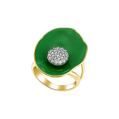 Δαχτυλίδι Vogue "Νούφαρο" σε Πράσινο Χρώμα με Πέτρες Νο. 56 20174623181