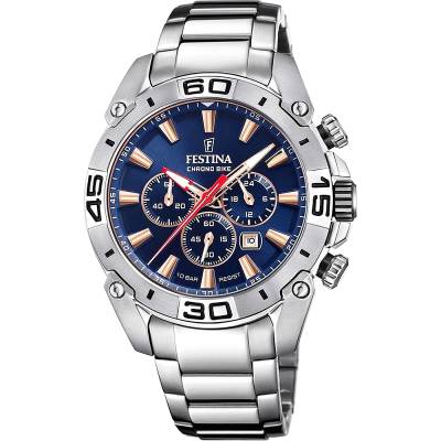 Festina Ρολόι Chrono Bike με Ασημί Μπρασελέ F20543/4