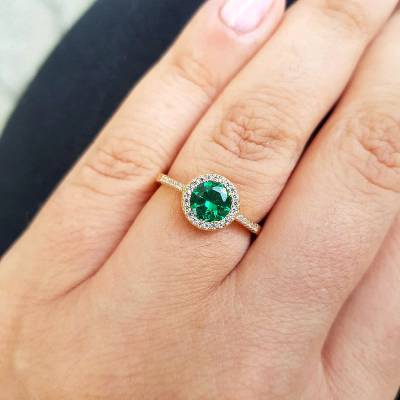 Δαχτυλίδι Ροζέτα με Πράσινη Πέτρα Ζιργκόν 14 Καράτια 5pre.01.2801r