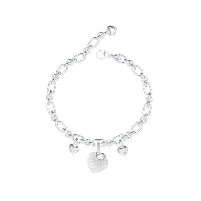 GUESS STEEL BELOVED JUBB05211JWRHL Ασημένιο Με Καρδιές Και Λογότυπο