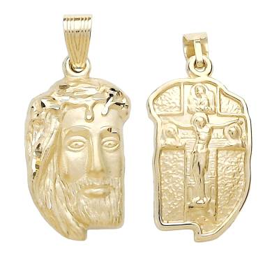 Χρυσό Μενταγιόν με την Κεφαλή του Χριστού 14 Καράτια Μεγάλο