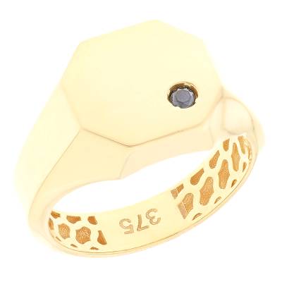 Ανδρικό Δαχτυλίδι Κίτρινο με Μαύρη Πέτρα 9 Καράτια 3fav.1028r