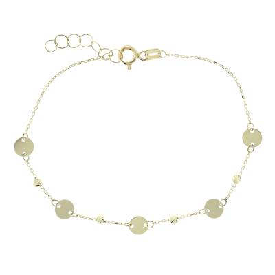 Βραχιόλι Κ9 Χρυσό με Δισκάκια και Μπίλιες 3ni.1020b