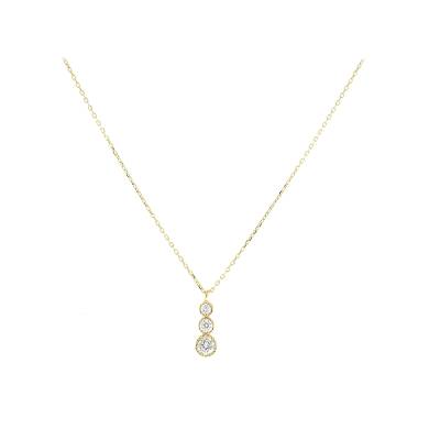 Χρυσό Κολιέ με Λευκές Πέτρες Ζιργκόν 9 Καρατίων