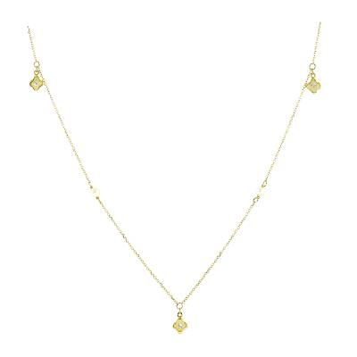 Χρυσό Κολιέ με Σταυρό και Πέτρες Ζιργκόν 9 Καρατίων