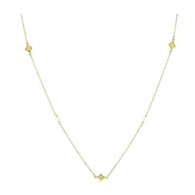 Χρυσό Κολιέ με Σταυρό και Μαργαριτάρια 9 Καρατίων