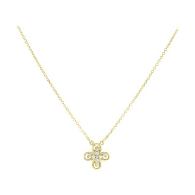 Χρυσό Κολιέ με Σταυρό και Πέτρες Ζιργκόν 9 Καράτια