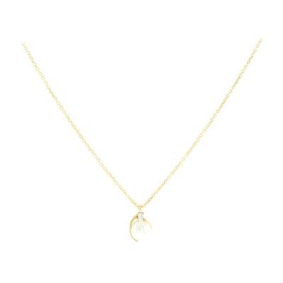 Χρυσό Κολιέ με Μαργαριτάρι και Πέτρα Ζιργκόν 9 Καράτια