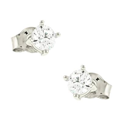 Λευκόχρυσα Μονοπετράκια με Πέτρα Ζιργκόν 9 Καράτια