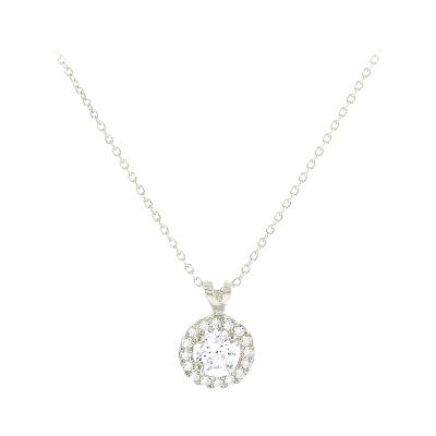 Χρυσό Κολιέ Ροζέτα με Λευκές Πέτρες 9 Καράτια