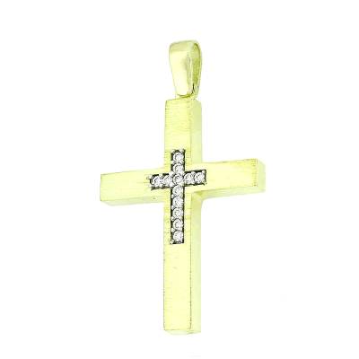 Σταυρός με Πέτρες Κίτρινο Λουστρέ 14Κ 5DO.599CR