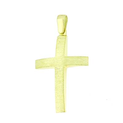 Ανδρικός Σταυρός με Ματ Φινίρισμα Κίτρινο 14 Καράτια 5DO.609CR