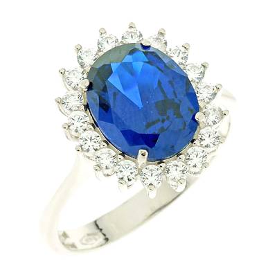 Λευκόχρυσό Δαχτυλίδι με Μπλε και Λευκές Πέτρες Ζιργκόν 14 Καράτια