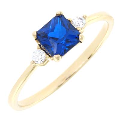 Χρυσό Δαχτυλίδι με Μπλε και Λευκές Πέτρες Ζιργκόν 14 Καράτια 5bl.3075r