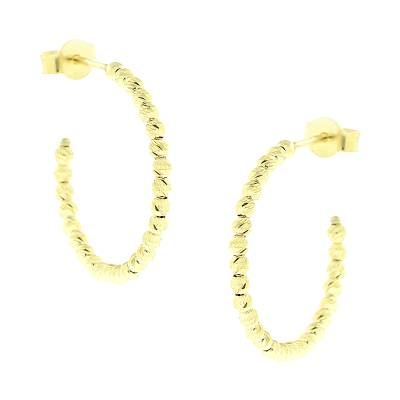 Χρυσά Σκουλαρίκια Κρίκοι Fratelli Bovo με Μπίλιες 14 Καράτια