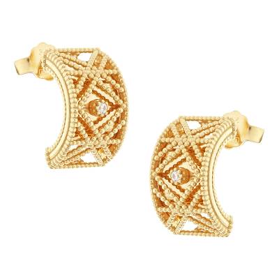 Χρυσά Σκουλαρίκια Fratelli Bovo με Πέτρες Ζιργκόν 14 Καράτια