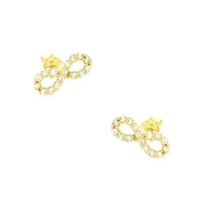 Σκουλαρίκια με Άπειρο και Πέτρες 14 Καράτια