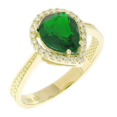 Δαχτυλίδι Ροζέτα με Πράσινη Πέτρα 14 Καράτια