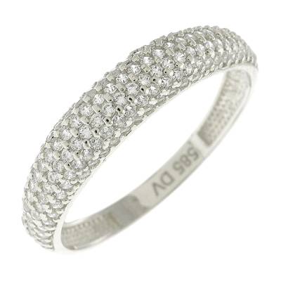 Λευκόχρυσο Δαχτυλίδι Σειρέ με Πέτρες Ζιργκόν 14 Καρατίων 5div.01.217484br