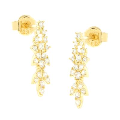 Χρυσά Κρεμαστά Σκουλαρίκια Κ14 με Ζιργκόν