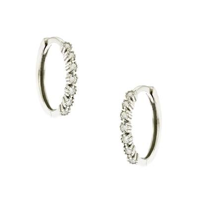 Λευκόχρυσα Σκουλαρίκια Κρίκοι με Πέτρες Ζιργκόν 14 Καράτια