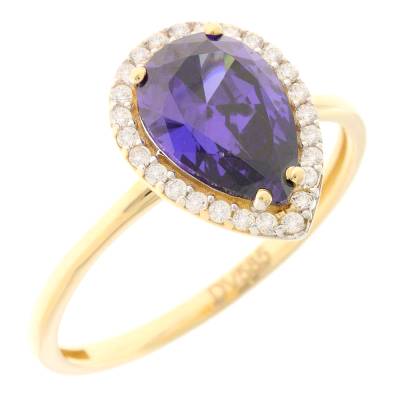 Χρυσό Δαχτυλίδι Ροζέτα με Μωβ Πέτρα 14 Καράτια