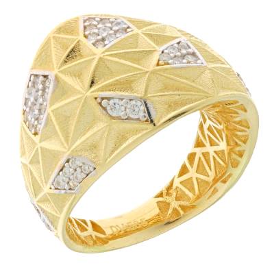 Χρυσό Δαχτυλίδι Πολύγωνο με Πέτρες 14 Καράτια 5div.7261r