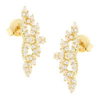 Χρυσά Κρεμαστά Σκουλαρίκια Κ14 με Ζιργκόν