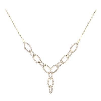 Χρυσό Κολιέ με Οβάλ Κρίκους και Λαμπερά Ζιργκόν