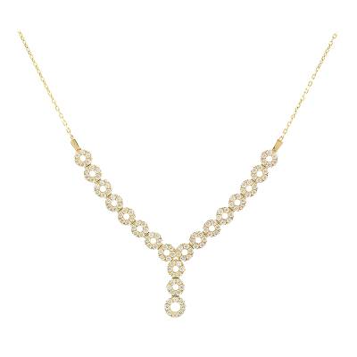 Κολιέ Χρυσό με Σχέδιο Κύκλους και Λευκές Πέτρες 14Κ 5fav.01.480c