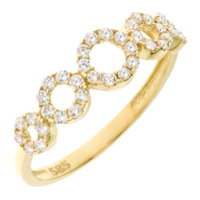 Χρυσό Δαχτυλίδι Σειρέ με Πέτρες Ζιργκόν 14 Καρατίων