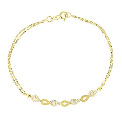 Βραχιόλι Κ14 Χρυσό με Ζιργκόν και Μοντέρνα Γεωμετρικά Στοιχεία