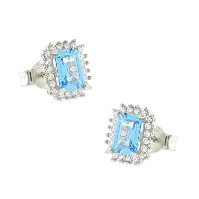 Σκουλαρίκια Ροζέτα με Τετράγωνο Σχήμα 14 Καράτια 5pe.3252bor