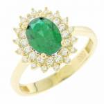 Χρυσό Δαχτυλίδι Ροζέτα με Πράσινη Πέτρα Ζιργκόν 14 Καράτια