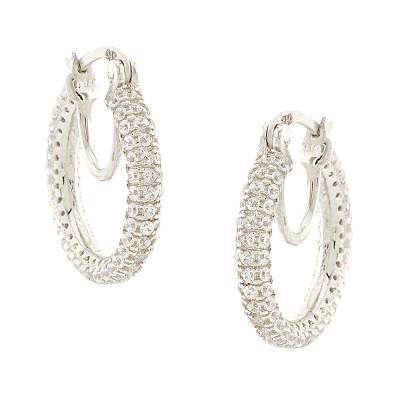 Λευκόχρυσα Σκουλαρίκια Κρίκοι με Πέτρες Ζιργκόν 14 Καράτια