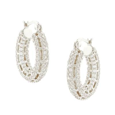 Λευκόχρυσα Σκουλαρίκια Κρίκοι με Πέτρες Ζιργκόν 14 Καράτια