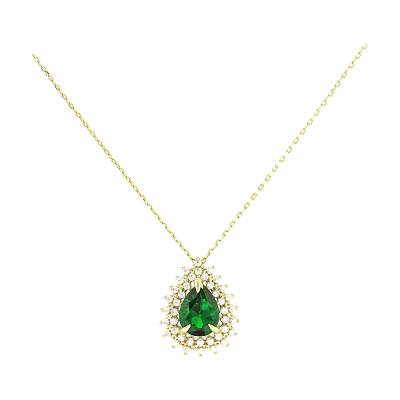 Χρυσό Κολιέ Ροζέτα με Πέτρες Ζιργκόν 14 Καράτια 5fav.2153c