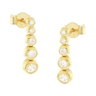 Χρυσά Σκουλαρίκια με Πέτρες Ζιργκόν 14 Καράτια