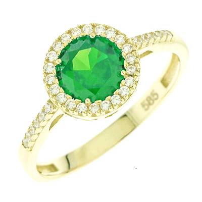 Δαχτυλίδι Ροζέτα με Πράσινη Πέτρα Ζιργκόν 14 Καράτια 5pre.01.2801r