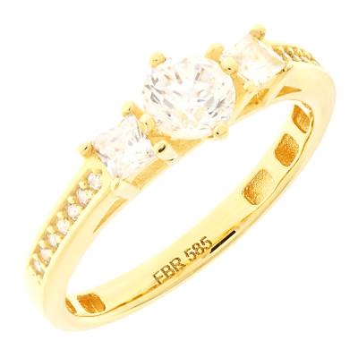 Χρυσό Δαχτυλίδι Σειρέ με Πέτρες Ζιργκόν 14 Καρατίων