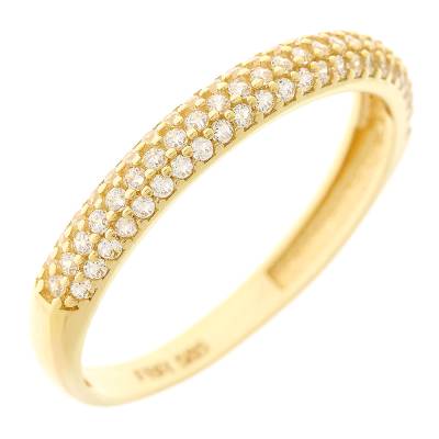 Χρυσό Δαχτυλίδι Κ14 με Τριπλή Σειρά Λαμπερά Ζιρκόν