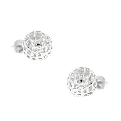 Λευκόχρυσα Σκουλαρίκια Διάτριτες "Φούσκες" 14 Καράτια