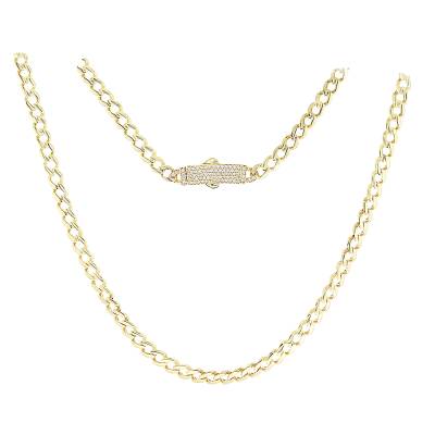 Χρυσή Αλυσίδα Κ14 με Ζιργκόν στο Κεντρικό Κούμπωμα