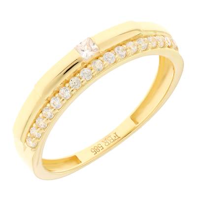 Χρυσό Δαχτυλίδι Σειρέ με Πέτρες Ζιργκόν 14 Καρατίων